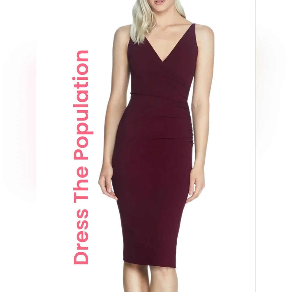 Dress The Population Women's Anita  Dress Sz L Crepe Cocktail Wedding Date Night